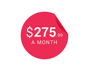 Monthly $275.99 US Dollars icon, $275.99 a Month tag