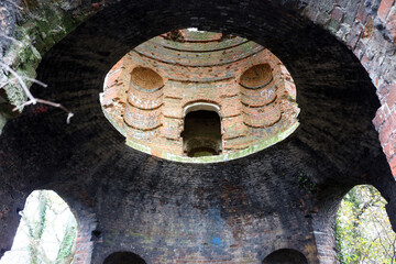 Inside the ruins of Racton Monument in West Sussex, England