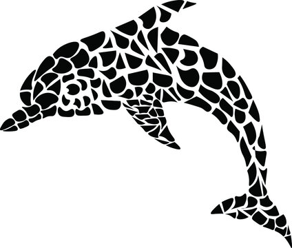 dolphin, fish, animal  graphic vector isolated illustration on white background. Concept for logo, print
