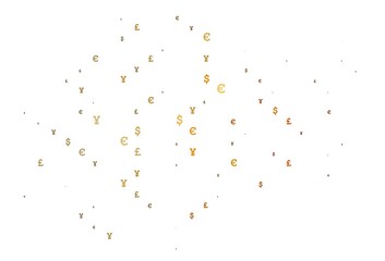 Light Yellow, Orange vector pattern with EUR, JPY, GBP.
