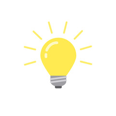 Fototapeta premium Light bulb simple icon in flat style