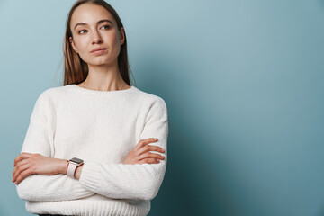 Fototapeta premium Close-up portrait of young attractive woman