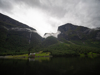 Fototapeta na wymiar Norway Cloudy Fjords Panorama Landscape 
