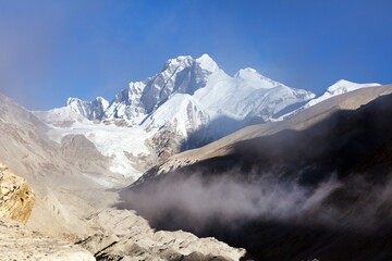 mount Everest Lhotse and Lhotse Shar from Barun valley