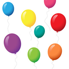 Balloons vector isolated on white background. Balloons in flat style. Useful for party poster, greeting and wedding card. Vector illustration of modern party balloon