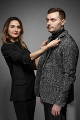 Portrait of a handsome young man and girl