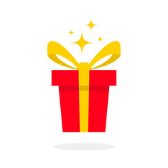 Vector abstract background with gift box and ribbon. Holiday illustration in flat style.
