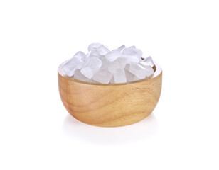 Crystal sugar, rock candy on white background