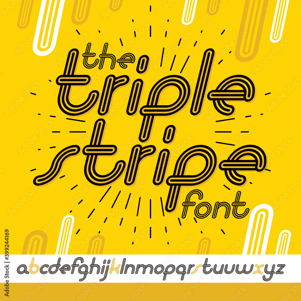 Fototapete vector retro lowercase english alphabet letters collection. cool disco cursive font, script from a t