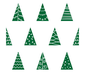 Obraz premium Green Christmas seamless pattern with Christmas tree design textile wrapping paper 