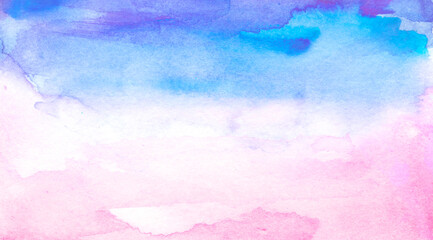 Watercolor abstract spot, splash of paint, blot, divorce, color.  pattern, background for different design. Pink, blue, purple paint color. A drip of paint. Abstract sea background, lavender field.