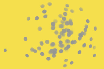 Blurred grey sparkles on the yellow background. Trendy colors. Yellow and Gray. Demonstrating Color 2021.
