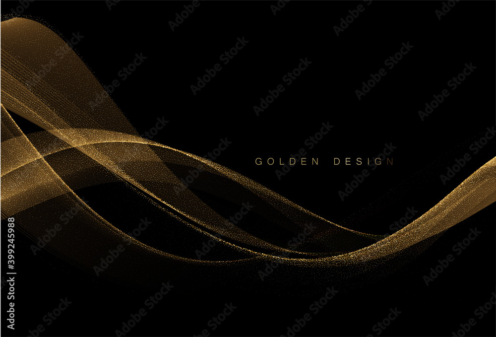 Poster Abstract shiny color gold wave design element