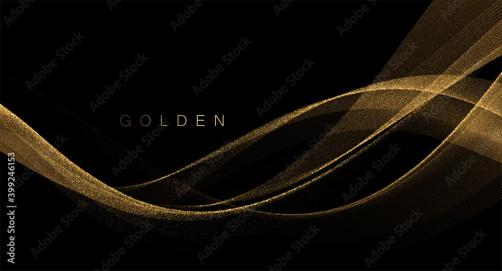 Poster Abstract shiny color gold wave design element