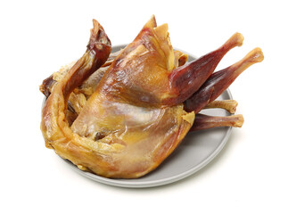 Salted chicken on white background