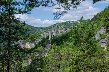 Fototapeta na wymiar Hiking, Saint-Chély-du-Tarn village, Sainte-Énimie, Lozère, Occitanie, France