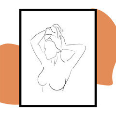 Vector illustration of hand drawn beauty body sketch art. sketch art drawing of a woman stretching arms isolated on white background. Suits for posters, tattoos, postcard or brochure cover design.