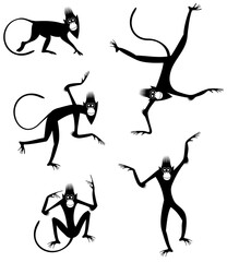 Monkey original art silhouette set
