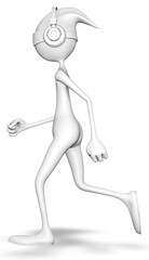 MAN White in Headphones Runing 3D Character Cartoon