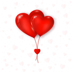 Fototapeta na wymiar Valentines day greeting card. Be my valentine. Couple air balloons red color heart shape. vector