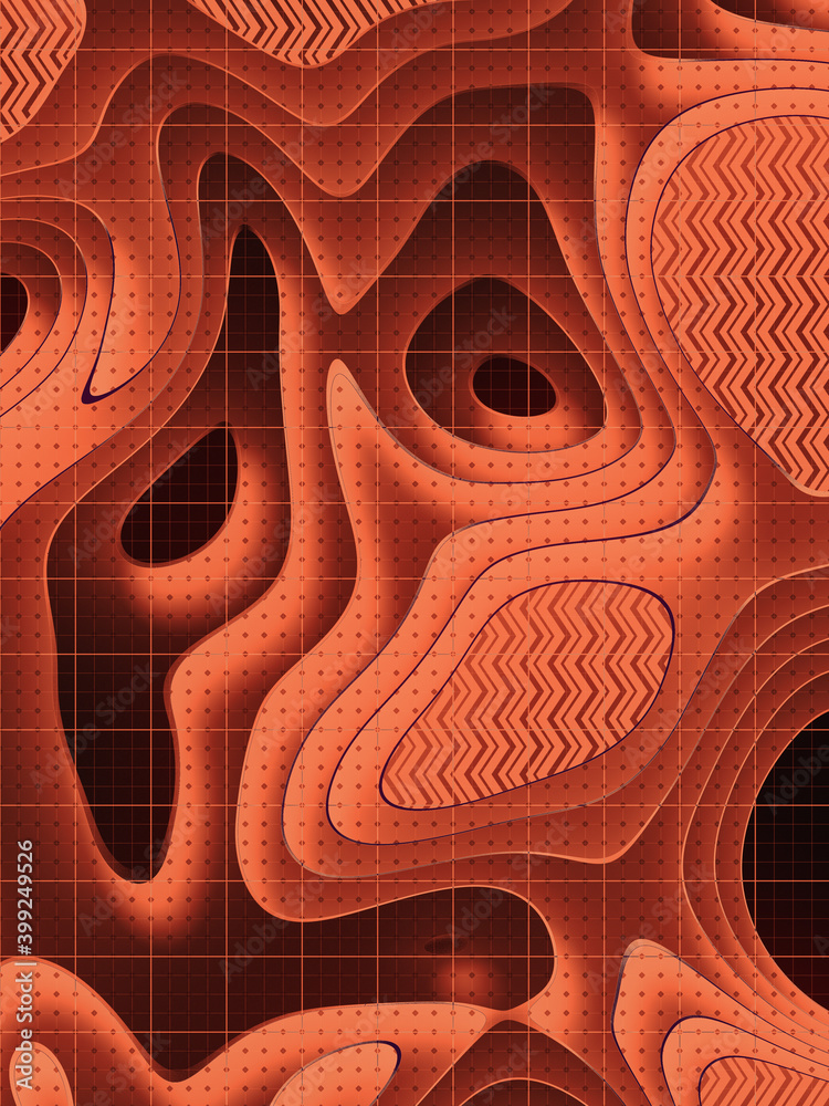 Poster 3d render colored abstract papercut multi-layer background design