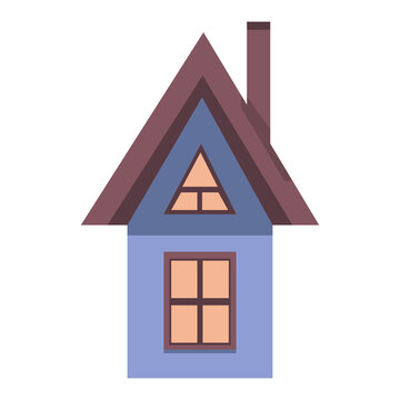 Vector Isolated Cute Blue House On A White Background