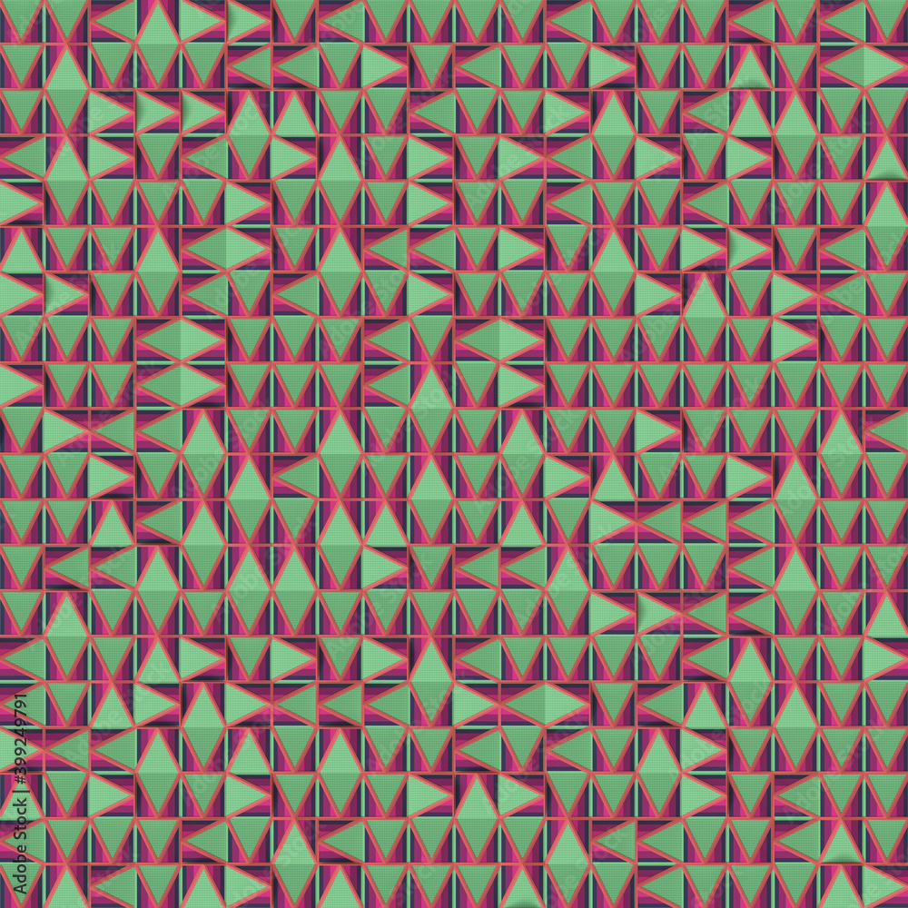 Aufkleber Trendy multi colored pattern of randomly spaced triangles. 3d rendering modern art design. Orthographic projection