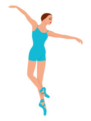 Lady dancer in blue leotard