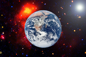 Earth and stars. Blue earth. Great for background.  The elements of this image furnished by NASA.