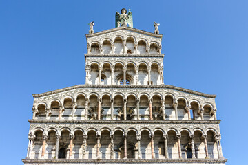 Lucca, Italy. Beautiful architecture of catholic church (Chiesa di San Michele in Foro) in Lucca.