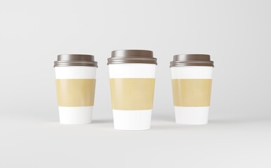 Paper Coffee Cups  Mockup 3D Render