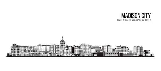 Obraz premium Cityscape Building Abstract Simple shape and modern style art Vector design - Madison city