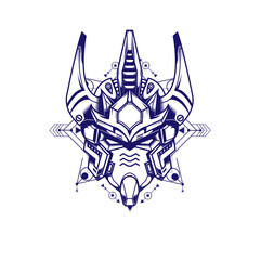 Atlantian robot with sacred geometry and white color