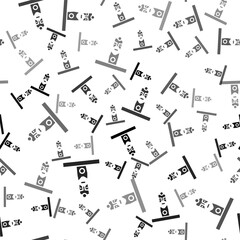 Black Slavic pagan idol icon isolated seamless pattern on white background. Antique ritual wooden idol. Vector.