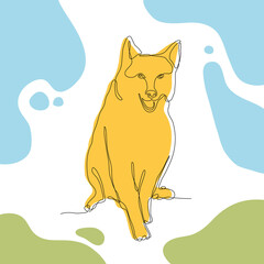 Single line art dog illistration. Vector animal print picture