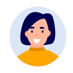 Vector profile avatar, woman's avatar for game, app isolated on white background