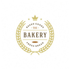 Bakery badge or label retro vector illustration. Ear wheat silhouette for bakehouse.