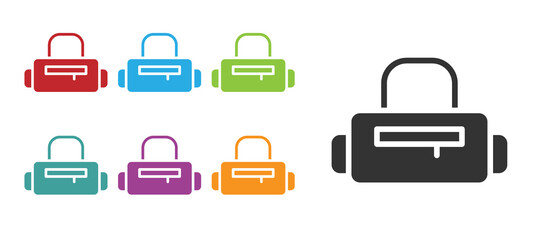 Black Sport bag icon isolated on white background. Set icons colorful. Vector.