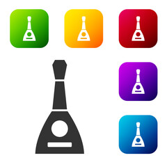 Black Musical instrument balalaika icon isolated on white background. Set icons in color square buttons. Vector.