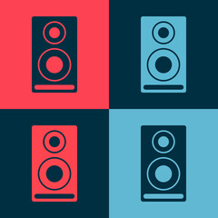 Pop art Stereo speaker icon isolated on color background. Sound system speakers. Music icon. Musical column speaker bass equipment. Vector.
