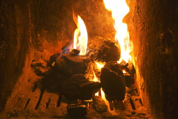 fire in the fireplace