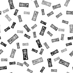 Black Remote control icon isolated seamless pattern on white background. Vector.