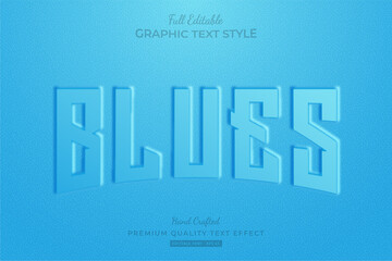 Obraz premium Blues Embossed Editable Text Effect Font Style