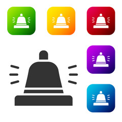 Black Hotel service bell icon isolated on white background. Reception bell. Set icons in color square buttons. Vector.