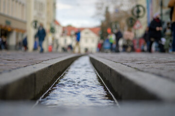 Bächle water runnel in selective focus