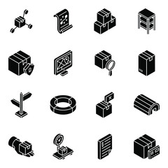 
Pack of Delivery Glyph Isometric Icons 
