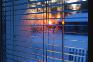 sunset from the window of a village house