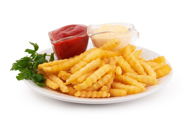 french fries on white
