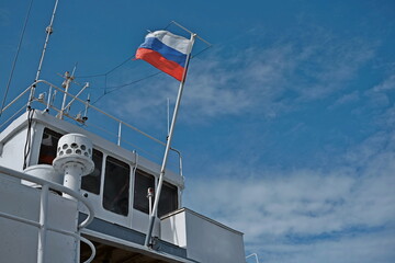 Russian flag on the ferry