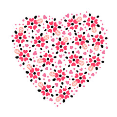 Heart of red flowers